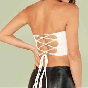 lace up back crop bandeau top